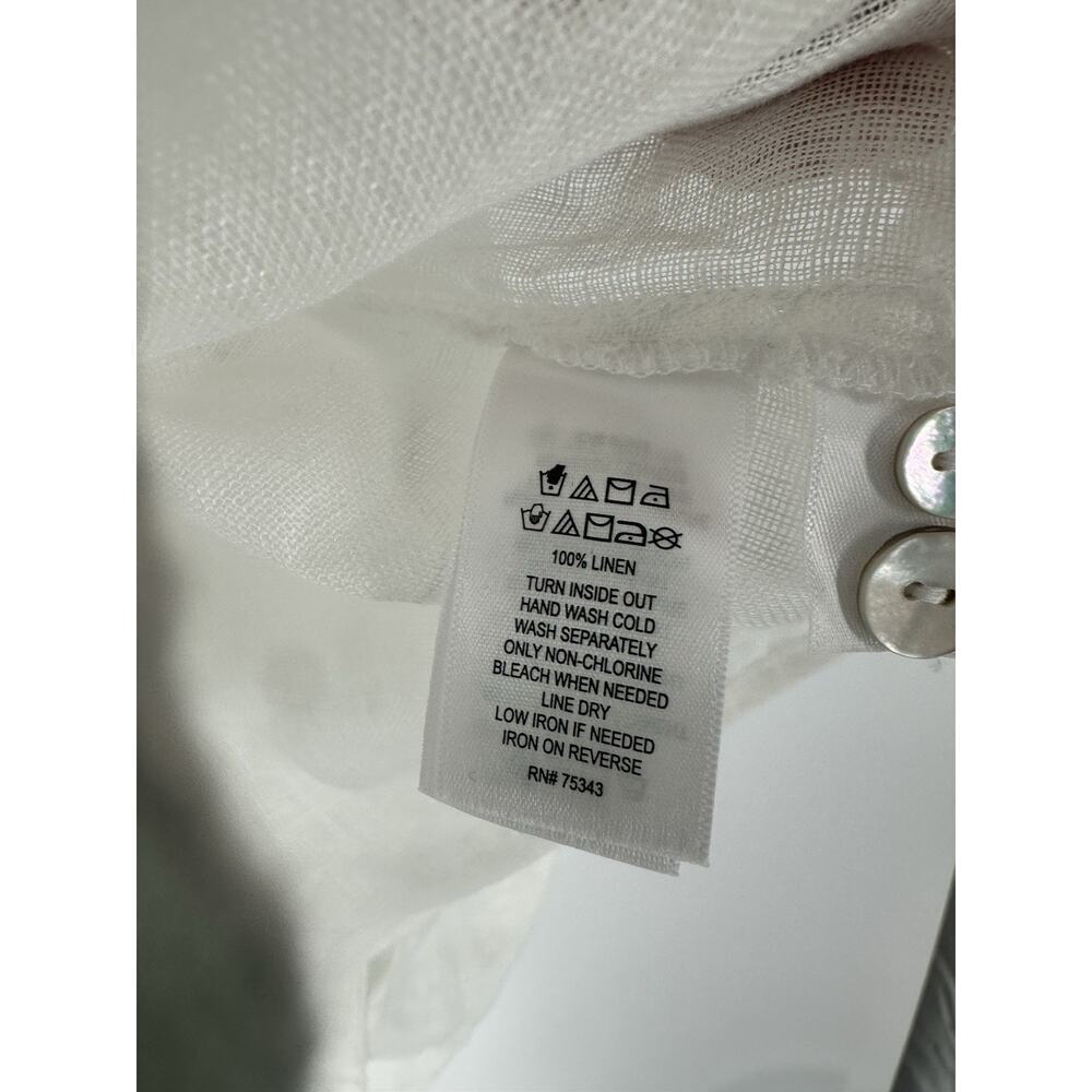 Cynthia Rowley Shirt Women L White Linen Cropped Long Sleeve Shacket Button Up - Picture 6 of 9